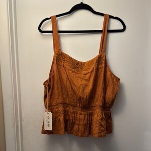Shyanne Brown and Orange Smocked Peplum Tank Top